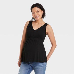Smocked Maternity Tank Top - Isabel Maternity by Ingrid & Isabel Black XXL